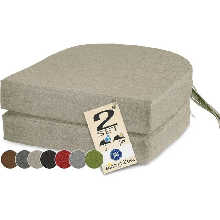 sunnypillow Stuhlkissen 2er Set Stuhlkissen 40x40 cm, zylindrische Form, "HAVANA", Ecru – Bild 4