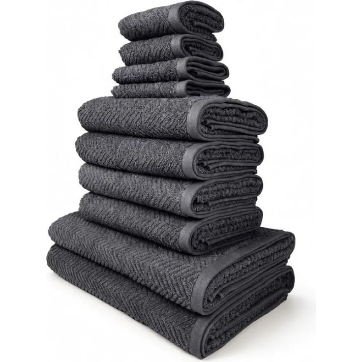 OTTO home Handtuch Set Inga mit Struktur, Duschtücher, Handtücher, Gästetücher, Seiftücher, Frottier (10-St), Strukturierte Handtücher mit Bordüre, 100% Baumwolle, einfarbig, weich