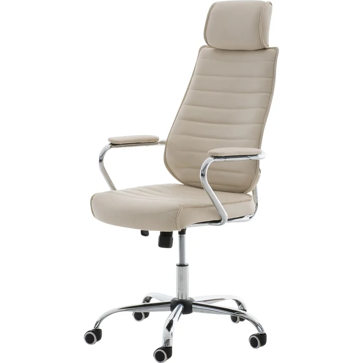 DELUKE® Bürostuhl Ergonomisch FUGOR Schreibtischstuhl mit Rollen Höhenverstellbarer Drehstuhl, Arbeitsstuhl mit Kopfstütze Chefsessel, Computerstuhl 125 kg Creme – Bild 1