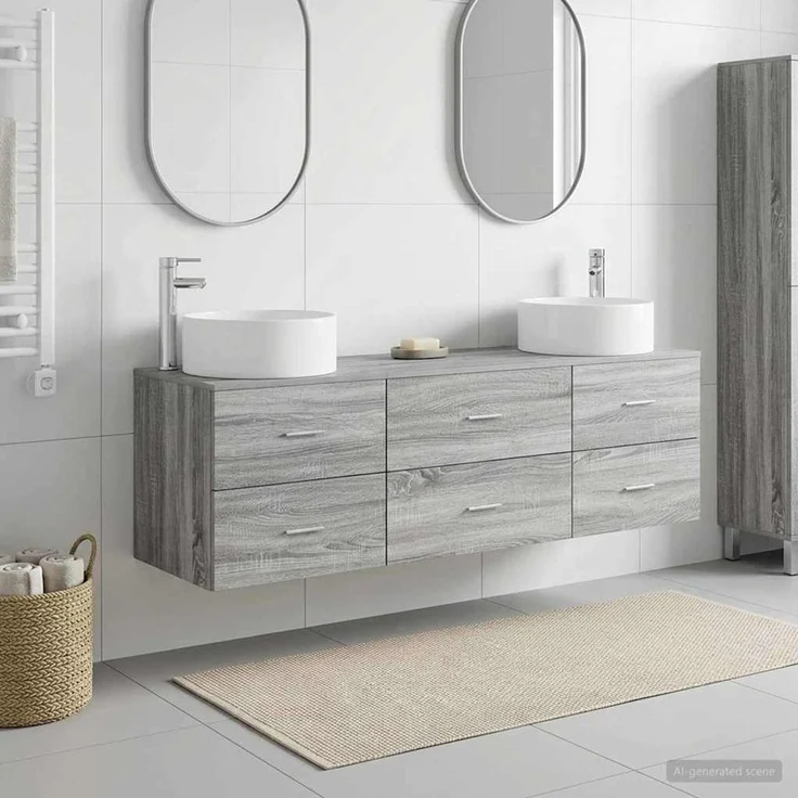 vidaXL Badezimmerschrank-Set 3 stk. Grau Sonoma 161,5 x 44,5 x 80 cm 3405944 – Bild 1