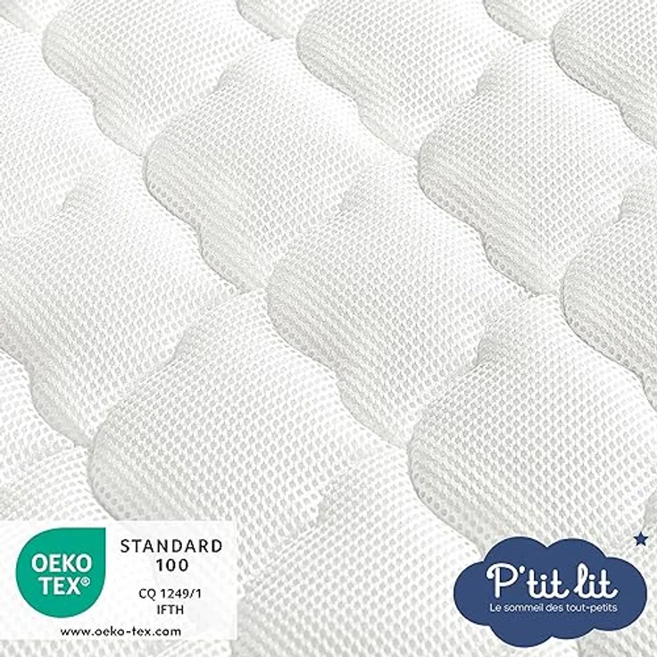 P'tit Lit - Perfekte Babymatratze - 70x140 cm - 2 Seiten: Ultra atmungsaktiv im Sommer/warm und gemütlich im Winter - Anti-Milbe - Abnehmbar - OekoTex® – Bild 6