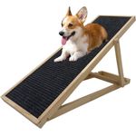 Hunderampe Echtholz 104x35 cm höhenverstellbar & klappbar 35 kg Tragkraft weiche Filz-Lauffläche