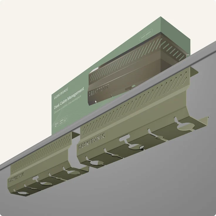 Desktronic Kabelkanal Schreibtisch, 2x43cm, Hochwertiger Stahl, Kabel Organizer für Kabelführung Grün – Bild 1