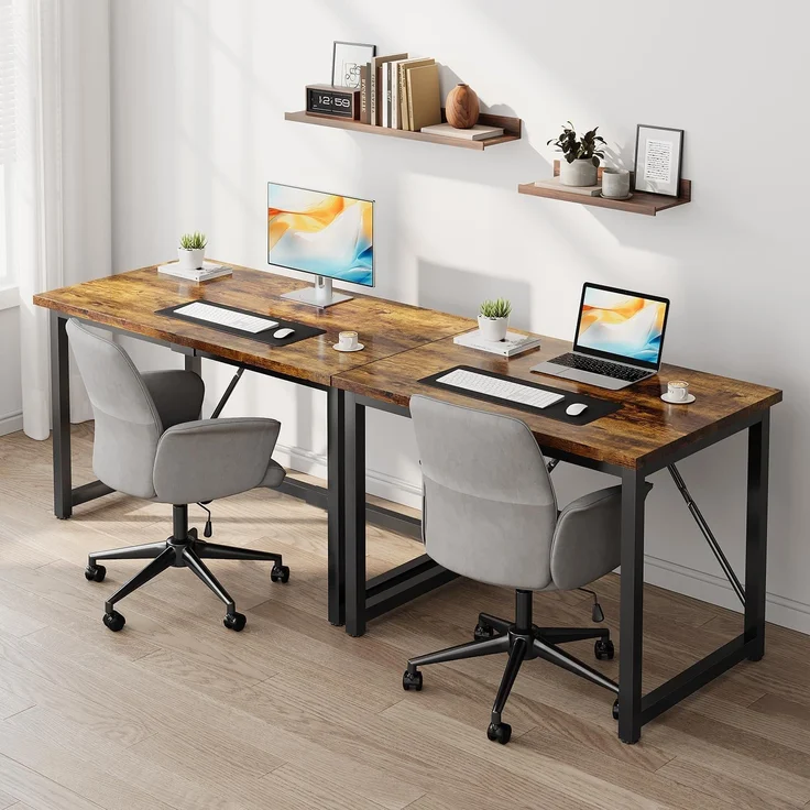JUMMICO Schreibtisch 120 x 50 x 75 cm, Kleiner Tisch Computertisch Bürotisch für Arbeitszimmer, Computertisch Klein für Home, Office, Braun – Bild 2