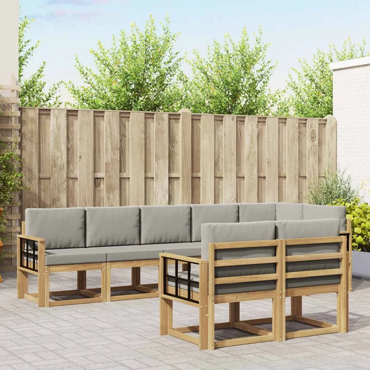vidaXL Outdoor-Sofagarnitur 8 stk. 8-Sitzer Weiß und Hellgrau 3387815 – Bild 1