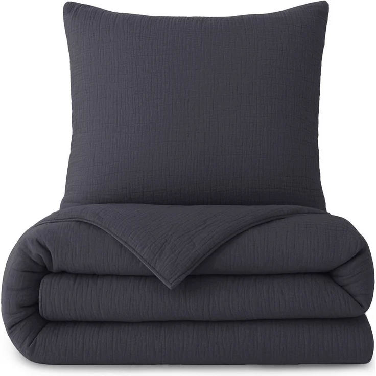 Laynenburg Bettwäsche Musselin aus 100% Baumwolle in 135x200 oder 155x220 cm, atmungsaktiv & bügelfrei – 2 lagig mit Reißverschluss & Haltebändern – Bild 1