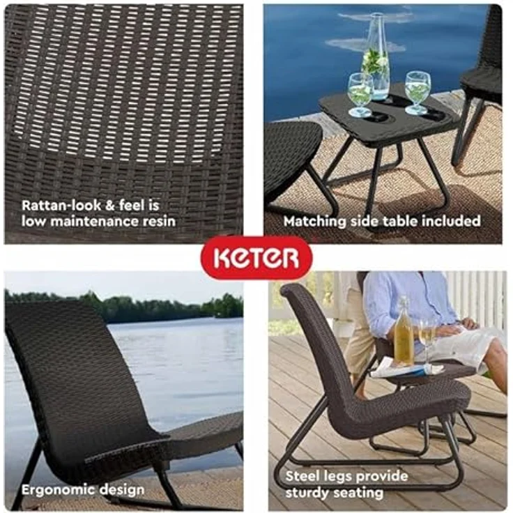 Keter 17197637 Lounge Set Rio, Rattanoptik, Kunststoff, anthrazit – Bild 8