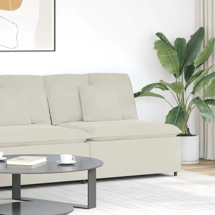 vidaXL Modulares Sofa Mittelmodul mit Kissen Creme 100 cm 4104436 – Bild 1