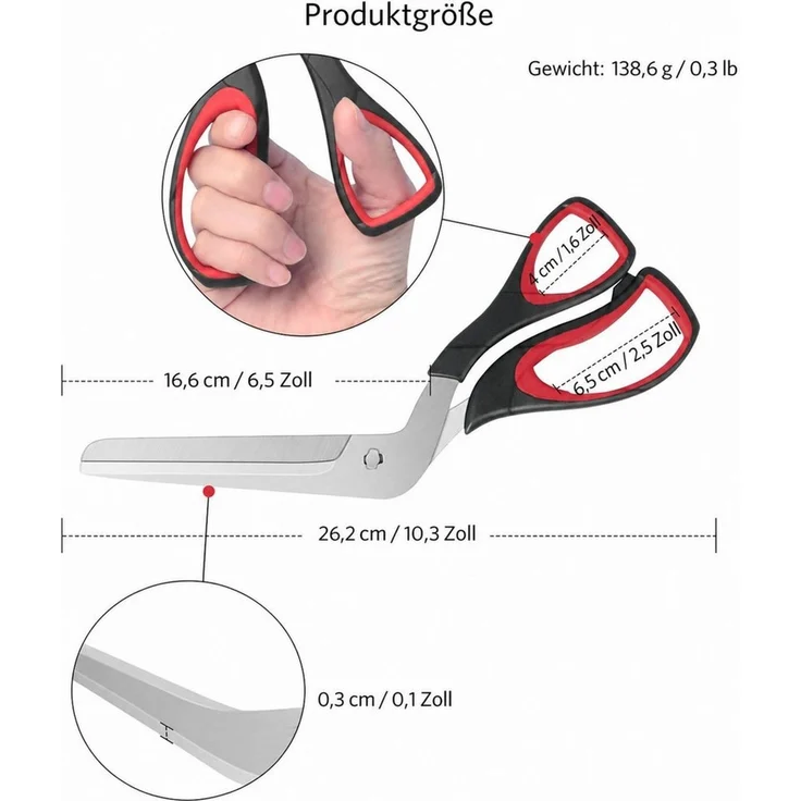 ibettertec Pizzaschneider Pizzaschere Edelstahl, hochwertig scharf, 27 cm,Praktisch & Sicher, zum Reinigen zerlegbar, ideal für Pizza, Steak, Gemüse, Obst & Kräuter – Bild 3