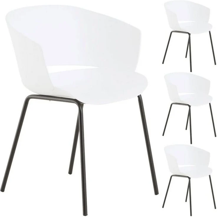 IDIMEX Gartenstuhl NIVEL (4 St), In & Outdoor Schalenstuhl modern im 4er Set, UV-beständig weiß – Bild 4