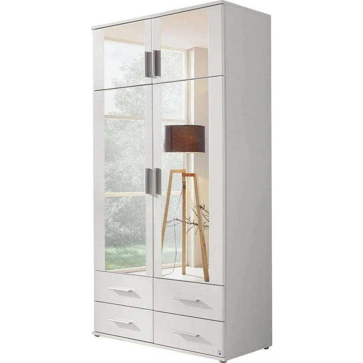 Rauch 'KEMI' Drehtürenschrank mit Spiegel, weiß, 92 cm