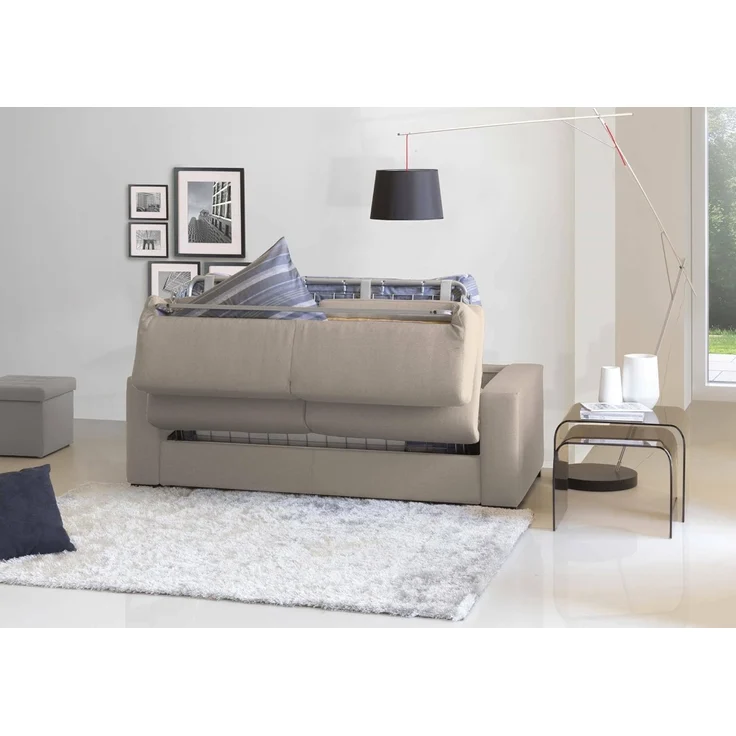 Talamo Italia - Schlafsofa mit Halbinsel Aleandra, Sofà mit Sinistra-Stauraum-Halbinsel, schmale Armlehnen, 100 % Made in Italy, 260 x 95 x 85 cm, Tortora – Bild 6