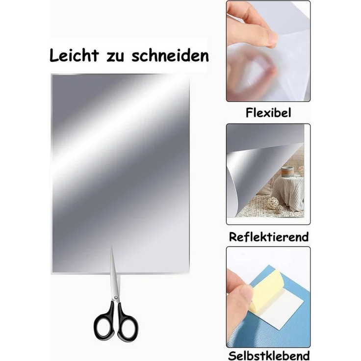 SinLaw 3D-Wandtattoo Selbstklebender Wandspiegel, weiche und klare Acrylspiegeloberfläche (6 St), 30*20cm – Bild 3