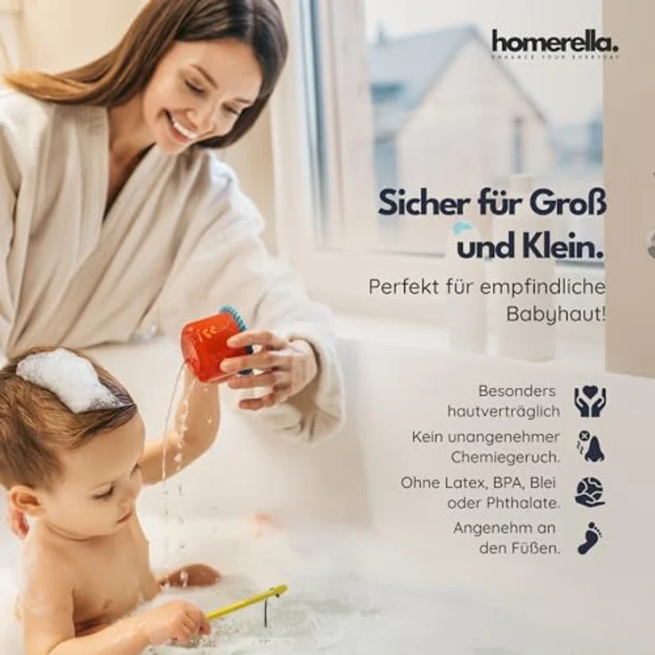 Homerella Badematte rutschfest Hautsensitiv 88x39cm, INKL. AUFHÄNGUNG, Antirutschmatte Badewanne BPA frei, Duschmatte schimmelresistent & maschinenwaschbar – Bild 6