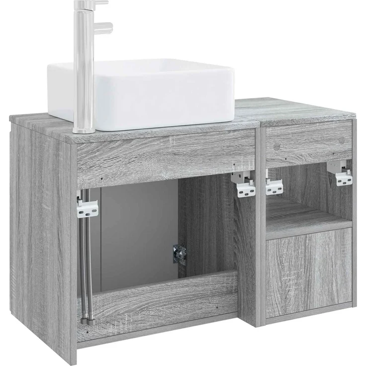 vidaXL Badezimmerschrank-Set 2 stk. Grau Sonoma 79,5 x 41 x 80 cm 3404050 – Bild 6