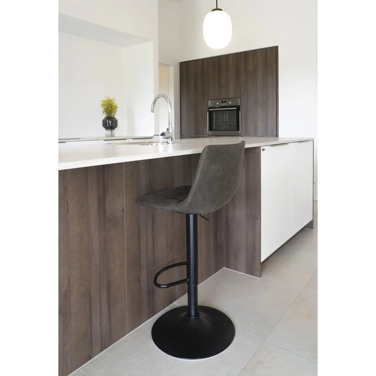 House Nordic Barstuhl, Mikrofaser, dunkelgrau, schwarze Beine, HN1229 - 2er set – Bild 5
