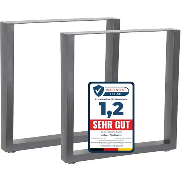 Tischuntergestell 70x72 cm Möbelfüße Grau Tischbeine Industrie Bankkufen Stahl – Bild 1