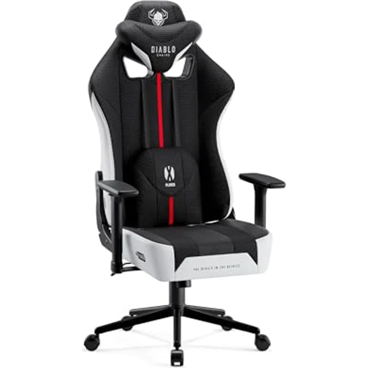 Diablo Chairs Gaming-Stuhl X-Player 2.0 ergonomischer Drehstuhl mit Höhenverstellung Verstellbarer Kopfstütze und Lendenkissen HR-Schaum Tilttech-System 58 x 35,5 x 117 cm Größe S – Bild 2