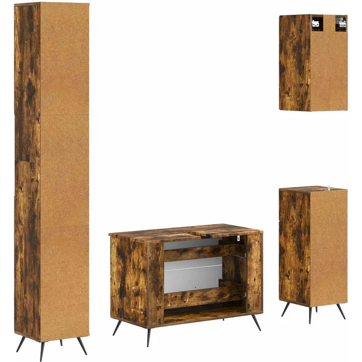vidaXL 4-teiliges Badezimmer-Schrank-Set BREDA Raucheiche 3417968 – Bild 7