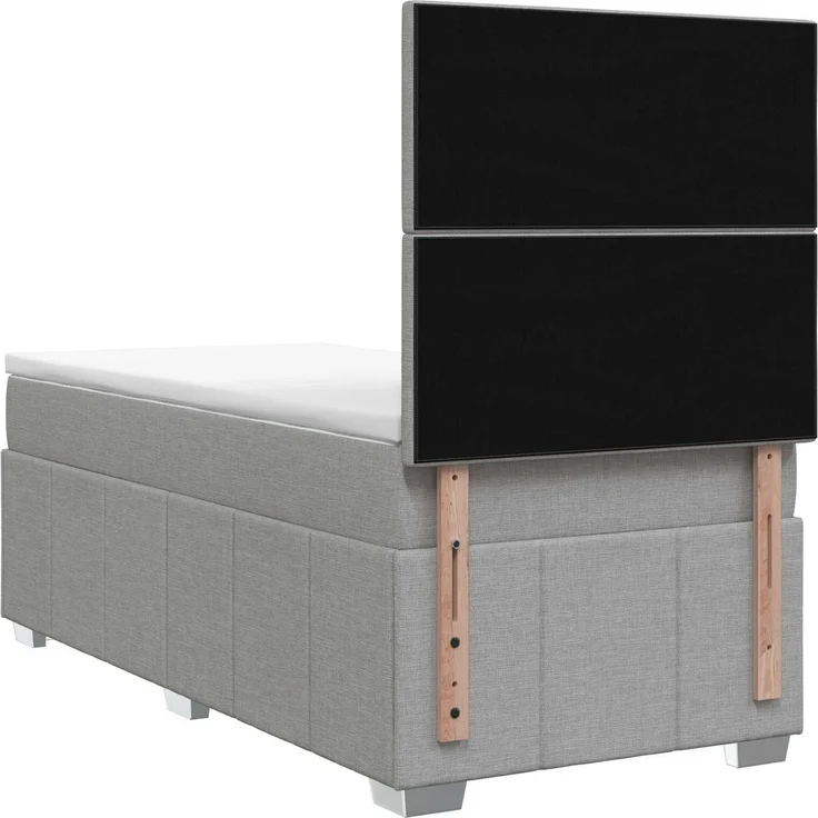 vidaXL Boxspringbett mit Matratze Hellgrau 100 x 200 cm Stoff 3454071 – Bild 8
