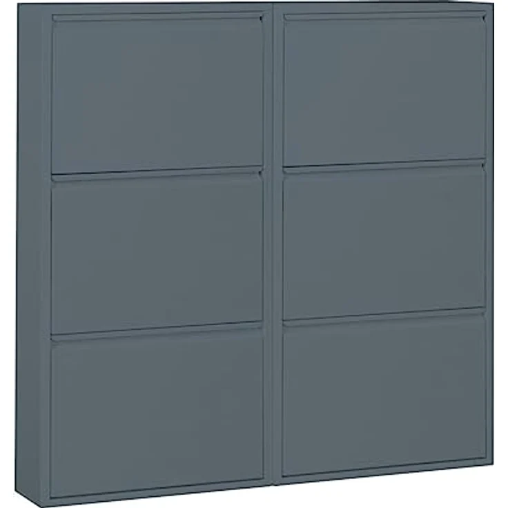 ebuy24 Pisa Schuhkipper, grau, mit 6 klappbaren Türen, 100x106x16 cm, robuster Holzwerkstoff, stilvolle Schuhaufbewahrung – Bild 1