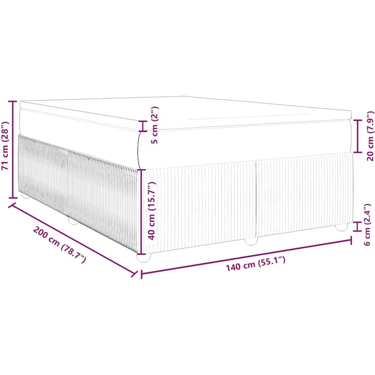 vidaXL Boxspringbett mit Matratze Dunkelblau 140x200 cm Samt 3285648 – Bild 12