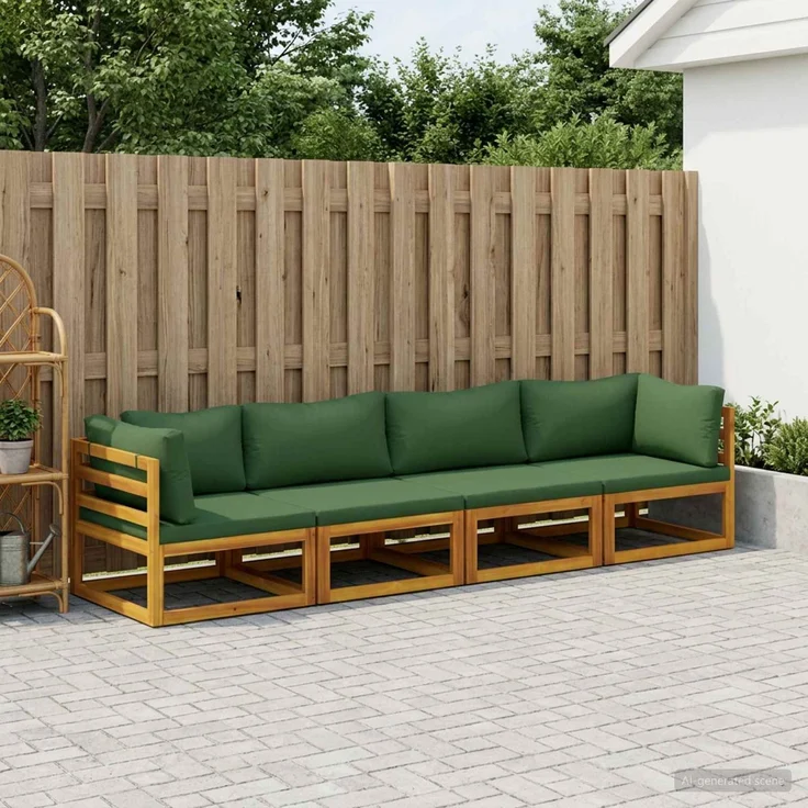vidaXL Sofa-Set 4 stk. Natur Massivholz Akazie 3417253 – Bild 1