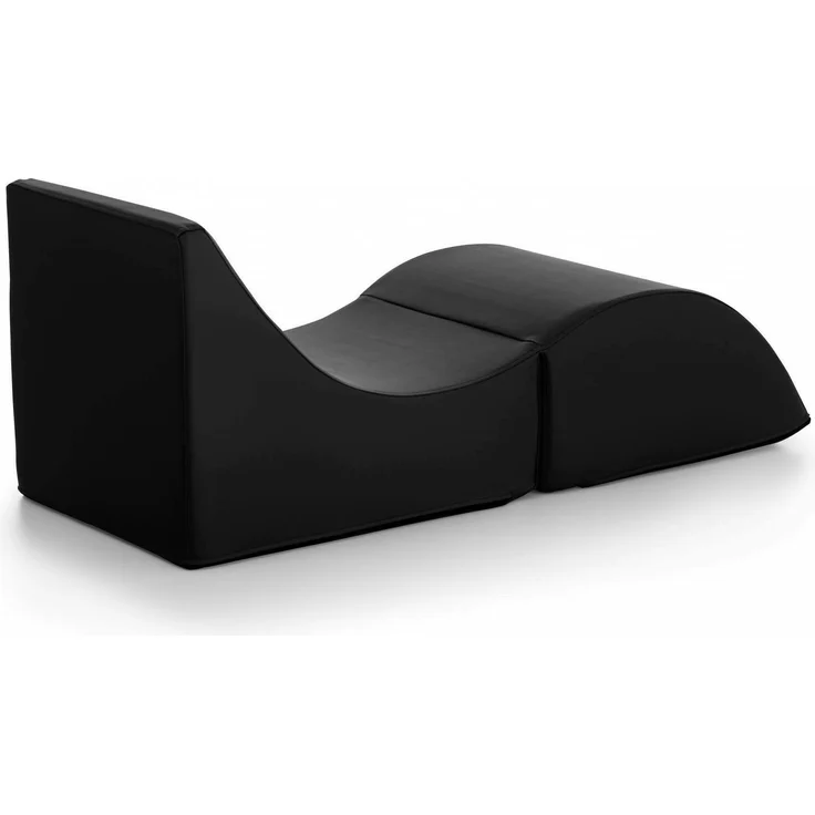 Dmora Klappbett Arbil, Pouf umwandelbar in ein Einzelbett, Chaiselongue aus Leder, 100 % Made in Italy, 130 x 50 x 50 cm, Schwarz – Bild 5
