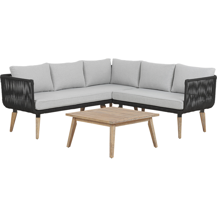 Beliani 'ALCAMO' Ecksofa Lounge Set, Akazienholz Schwarz – Bild 5