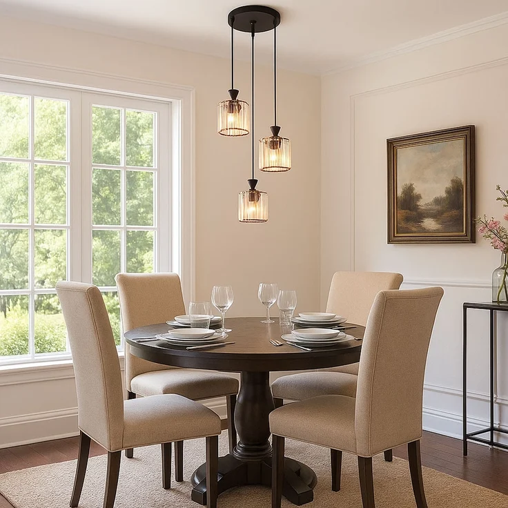 Pendelleuchte, Metall, Schwaz, Kristalle, D 32 cm – Bild 4