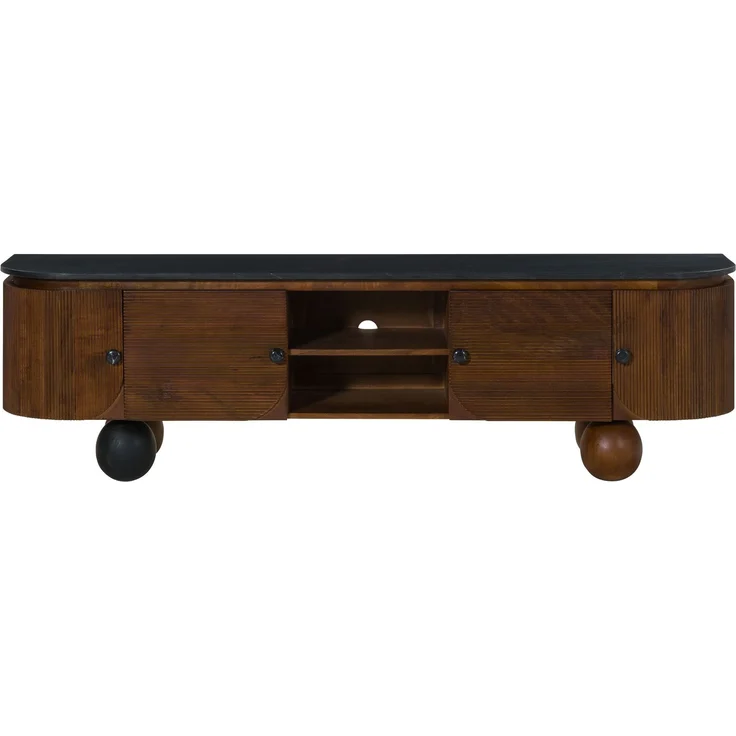 TV-Board Mango 180 x 40 x 50 dunkelbraun lackiert / Marmor schwarz FLORENZ #200 – Bild 8