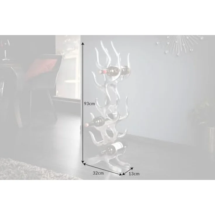 riess-ambiente Weinregal FLAME 93cm silber, Metall · Flaschenregal · Modern Design · für 9 Flaschen – Bild 7