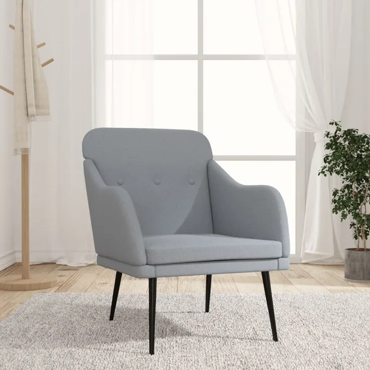 Sessel wohnzimmer, Relaxsessel Hellgrau 63x76x80 cm Stoff