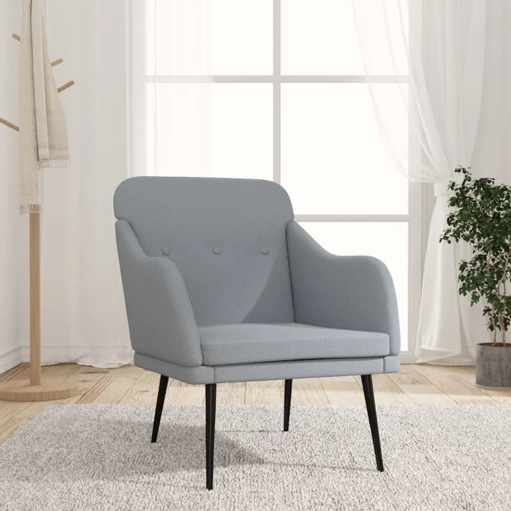 Sessel wohnzimmer, Relaxsessel Hellgrau 63x76x80 cm Stoff – Bild 1