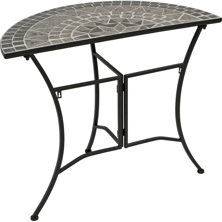 DEGAMO SIENA Wandtisch, Metall + Mosaik, schwarz/grau, 90x45cm halbrund – Bild 2