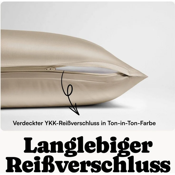 Seralino Bettwäsche Mako Satin Bettwäsche (100% Bio Baumwolle) mit Kissenbezug, 3 teilig, Fairtrade/ GOTS zertifiziert, uni Bettwäsche Set mit Reißverschluss – Bild 4