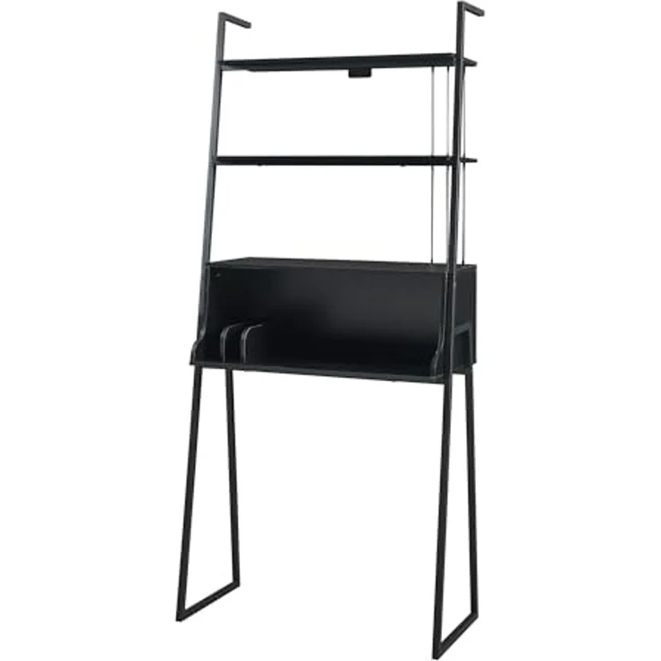 Schreibtisch Storfjord mit Leiterregal 184x80x40cm Schwarz [en. casa] – Bild 4