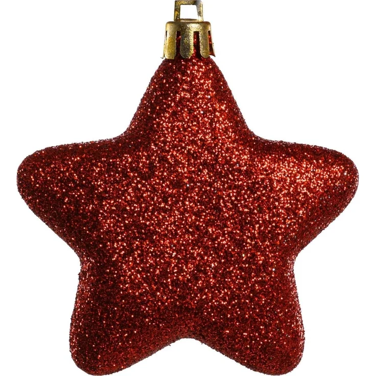 TrendLine Weihnachtskugeln Sterne bruchfest, langlebig 7 cm rot 8 Stück – Bild 2