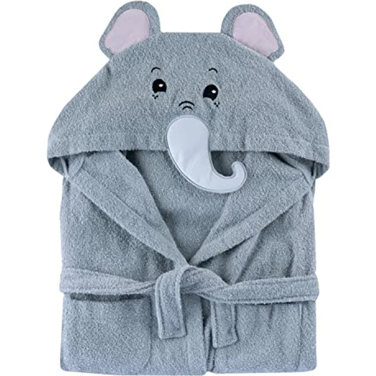 Chicco Bademantel aus weichem Schaumstoff, in Form von süßem Elefant, bunt und lustig, mit zwei bequemen Taschen und praktischem Gürtel, 24 Monate+, grau – Bild 3