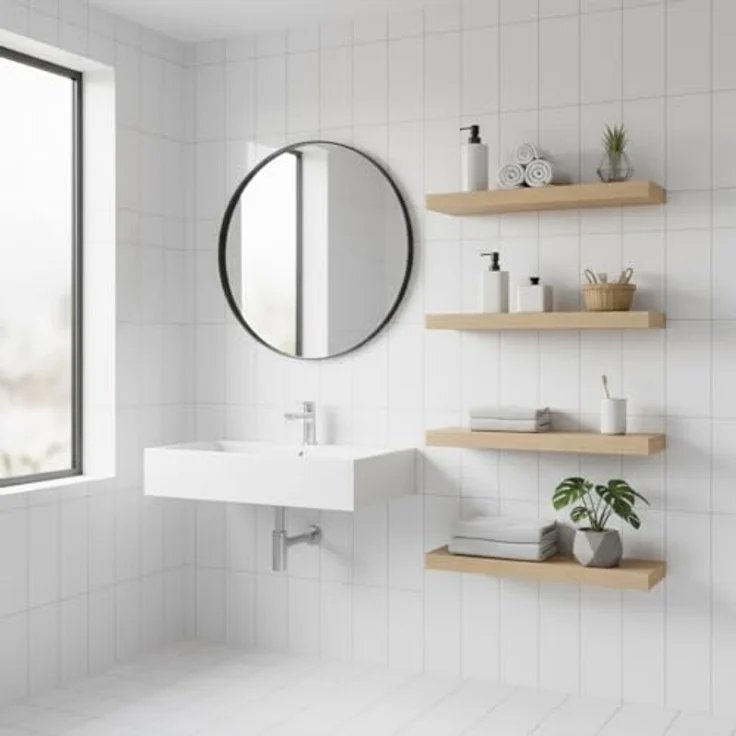Levandeo® Wandregal, Wandboard Bobby 60cm Kernbuche - Wandregal Regal Board Bord – Bild 5
