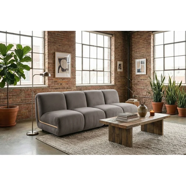 KAWOLA Modulsofa LAYLA 2-Sitzer 2 Module Velvet taupe 74 x 99 x 183 cm – Bild 1