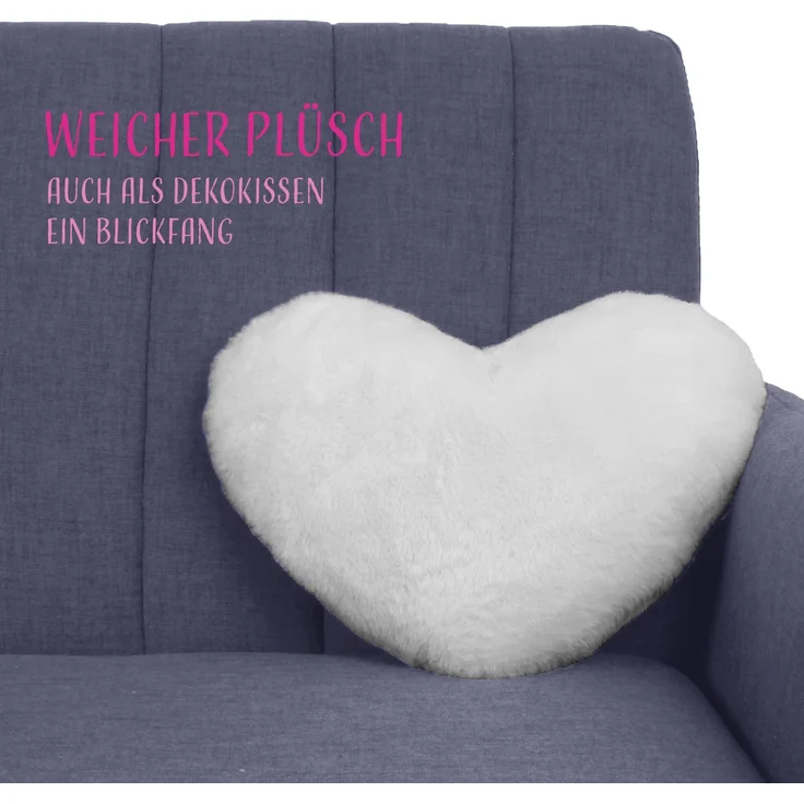 Herzkissen, Herz Kissen Dekokissen, Zierkissen, Plüsch Flauschige Sofakissen, Kuschelkissen für Kinderzimmer Sofa Schlafzimmer Schmusekissen Silber – Bild 6