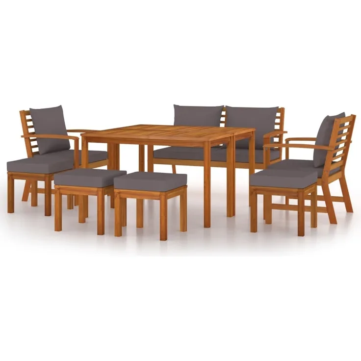 vidaXL 9-tlg. Garten-Essgruppe mit Kissen Massivholz Akazie 3154981
