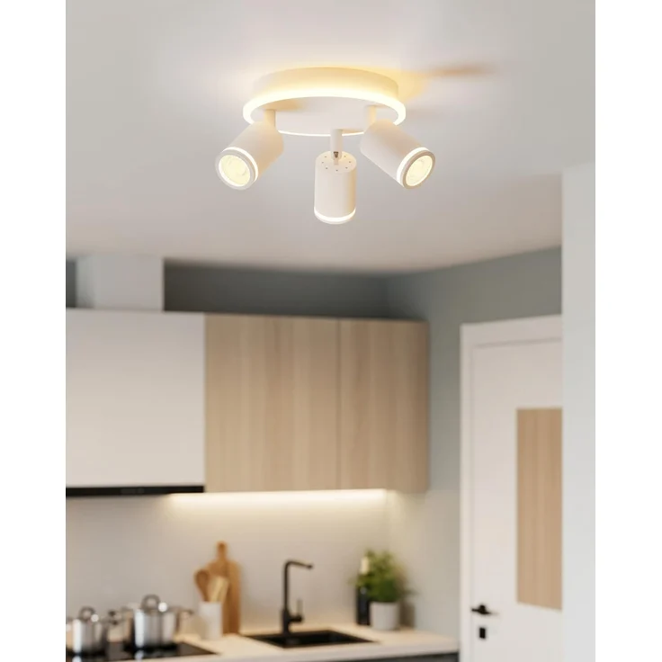 LVWIT GU10 Deckenstrahler LED, Deckenstrahler 3 Flammig Rund, LED Deckenleuchte Schwenkbar, Weiße Deckenlampe Spot, Drehbar Deckenlampe 3 Flammig, Modern Strahler Deckenspot - Ohne Leuchenmittel – Bild 2