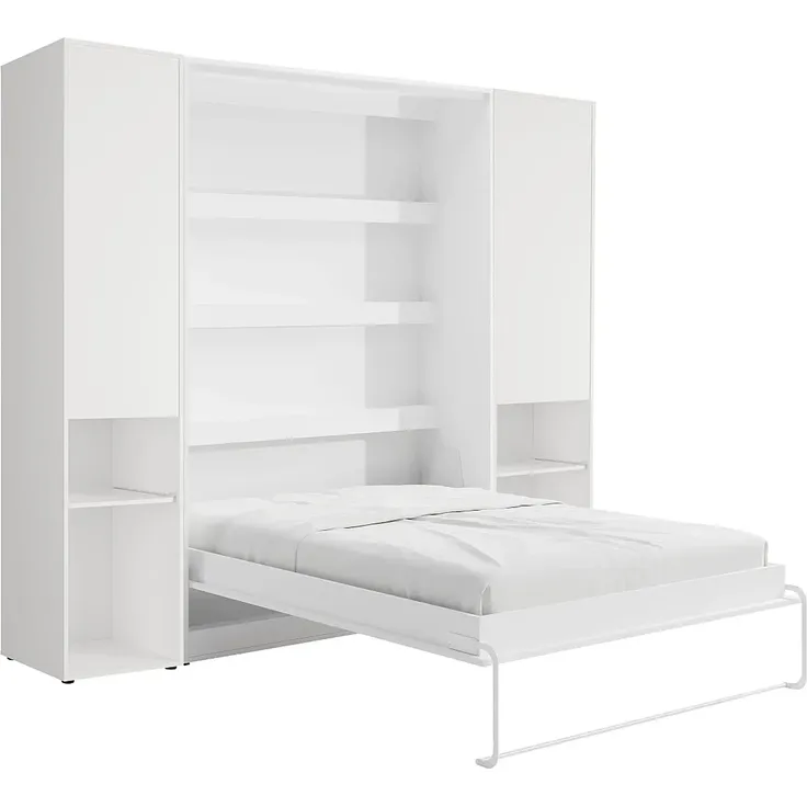 Vente-unique - RAPILI - Schrankbett - Metall - Weiß - 259 x 239.2 x 225.2 cm