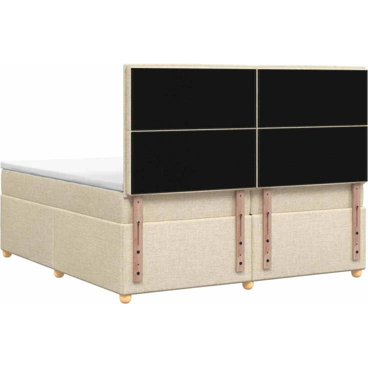 vidaXL Boxspringbett mit Matratze Creme 200 x 200 cm Stoff 3455439 – Bild 9