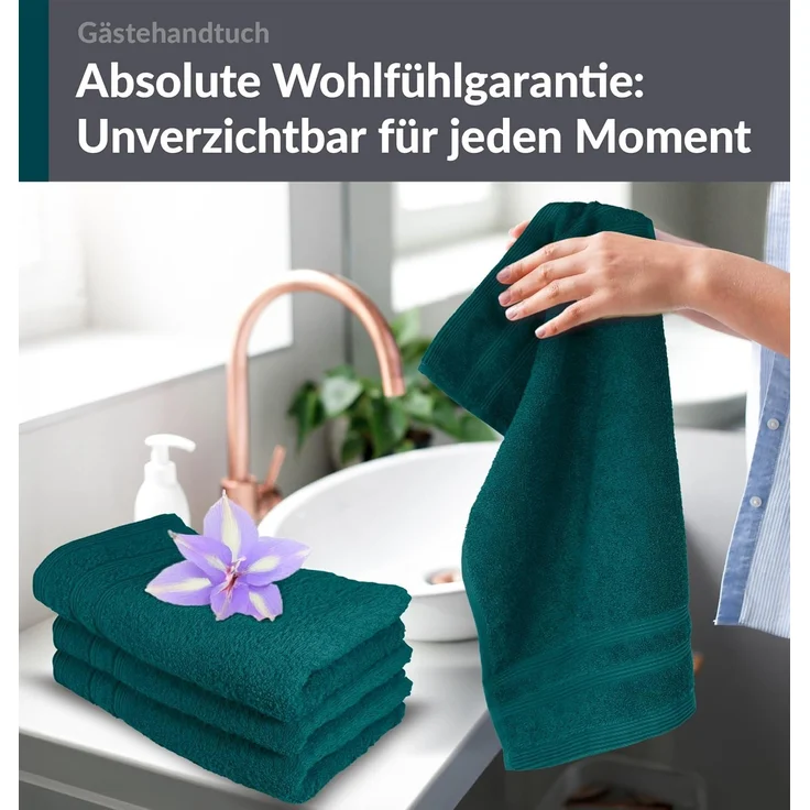 Lashuma Gästehandtücher London, Frottee (4-St), Saugstarke Küchenhandtücher 30x50 cm dunkel grün – Bild 6