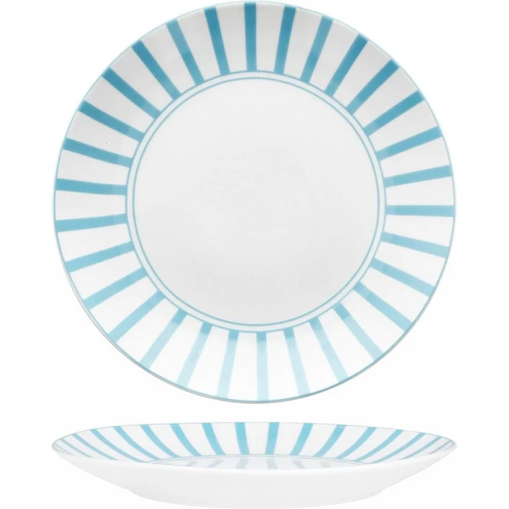 MamboCat Frühstücksteller Split türkis 6er Set Kuchenteller Porzellan 6 Personen Streifen – Bild 2