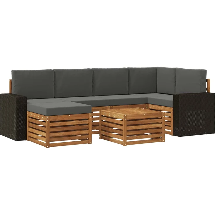 vidaXL Outdoor-Sofagarnitur 7 stk. 5-Sitzer Natur und Anthrazit 3384603 – Bild 2