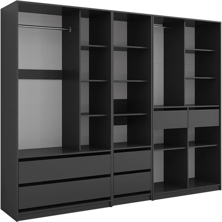 Kleiderschrank Elmo Anthrazit 100 x 200 cm 3er Set Vicco – Bild 1